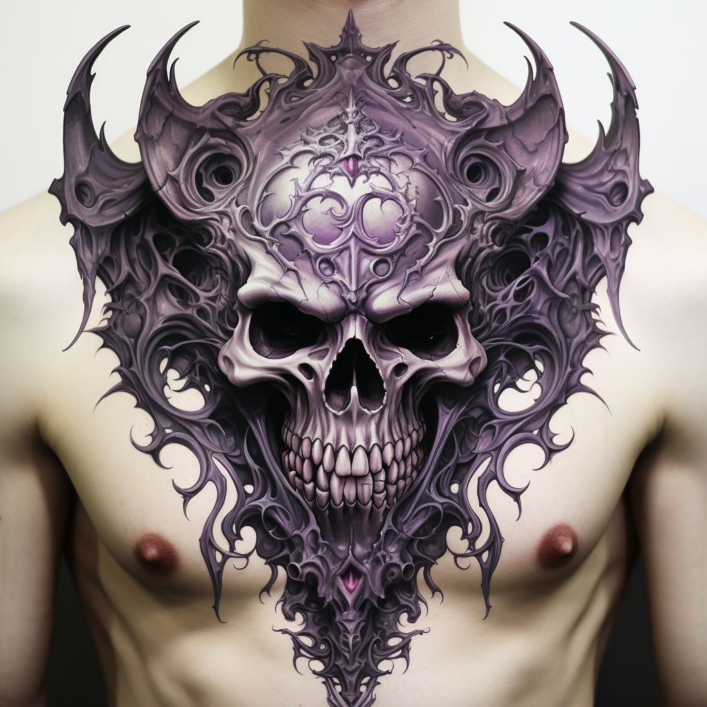 Detailed Gargoyle Skull Tattoo Design