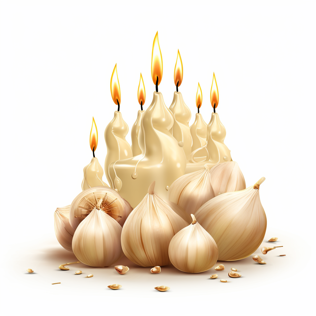 Garlic blowing out candles cartoon