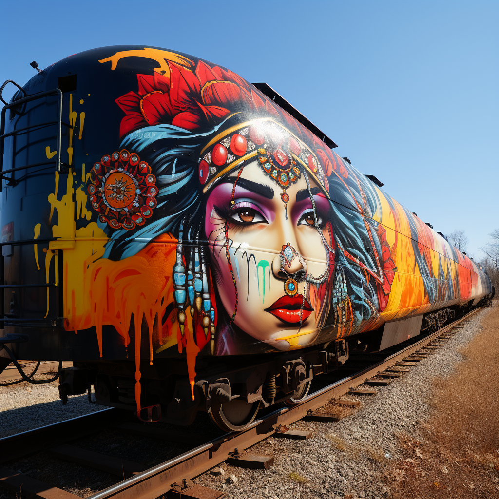 Indian princess graffiti on gas tanker train car