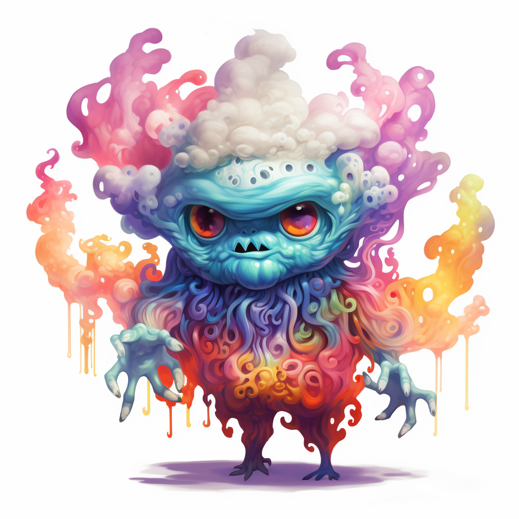 Colorful, Cute and Horrifying Gaseous Smoky Humanoid Creature