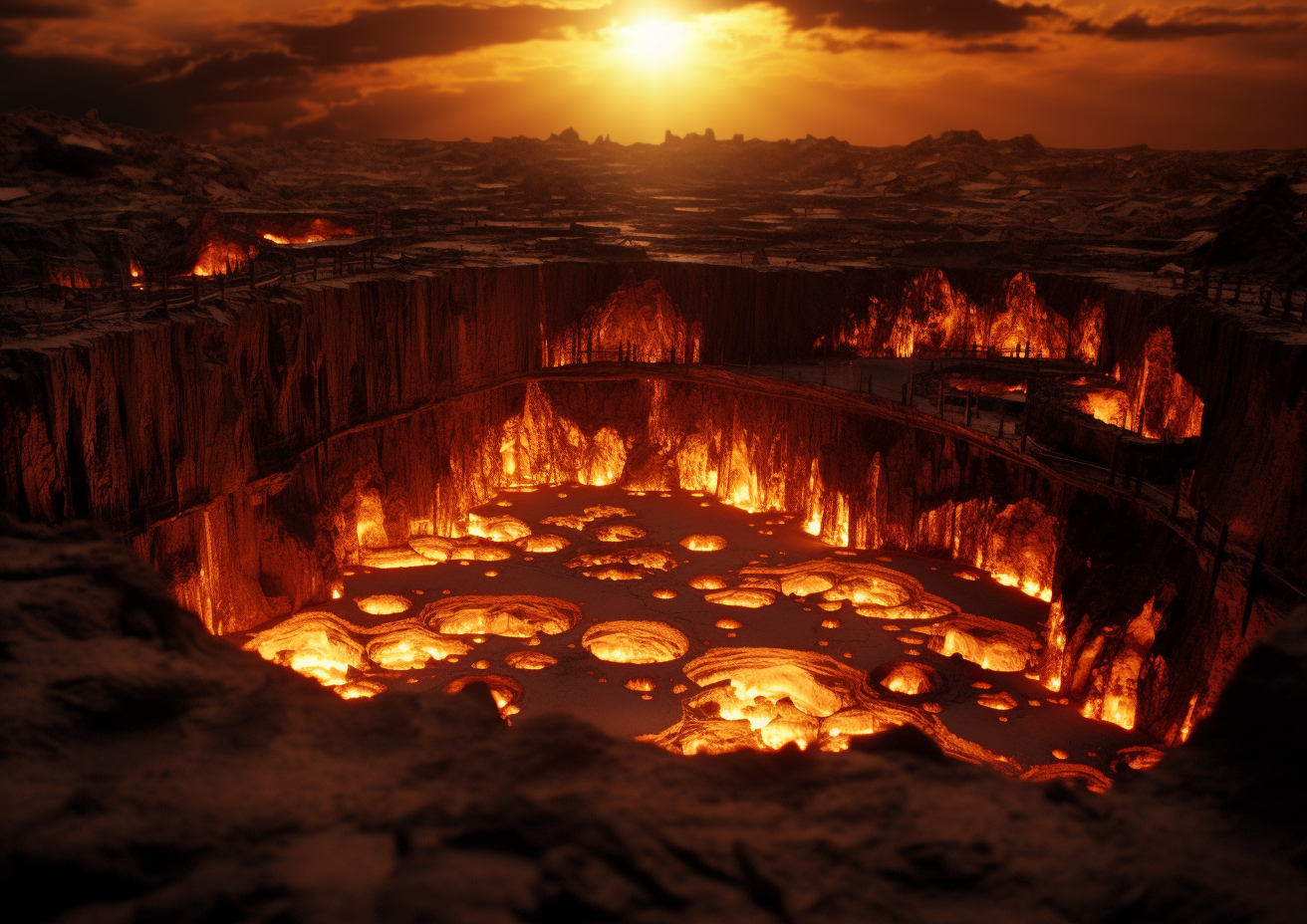 Spectacular view of burning flames in Turkmenistan