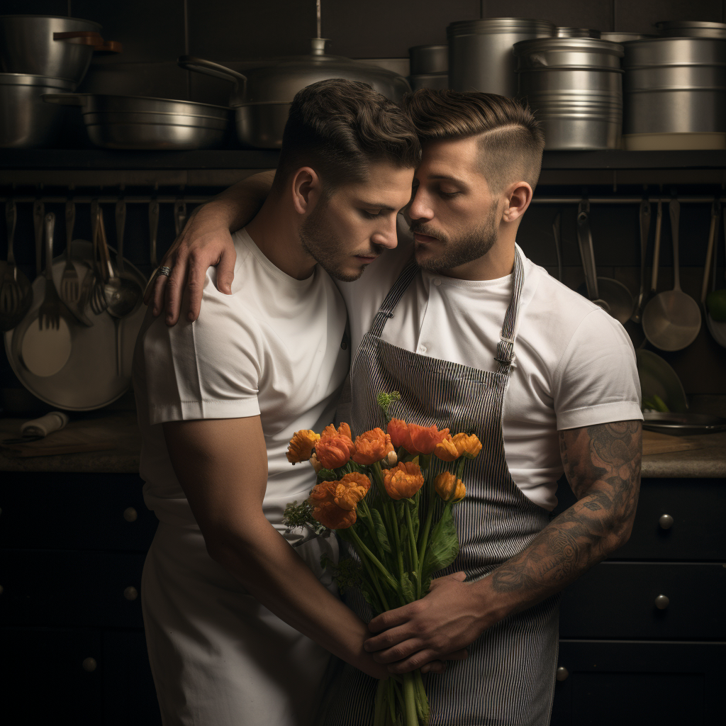 Two passionate gay chefs in love