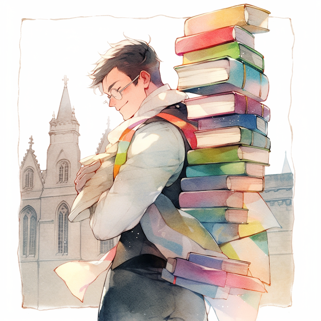 Gay Male College Professor with Books ?️‍?