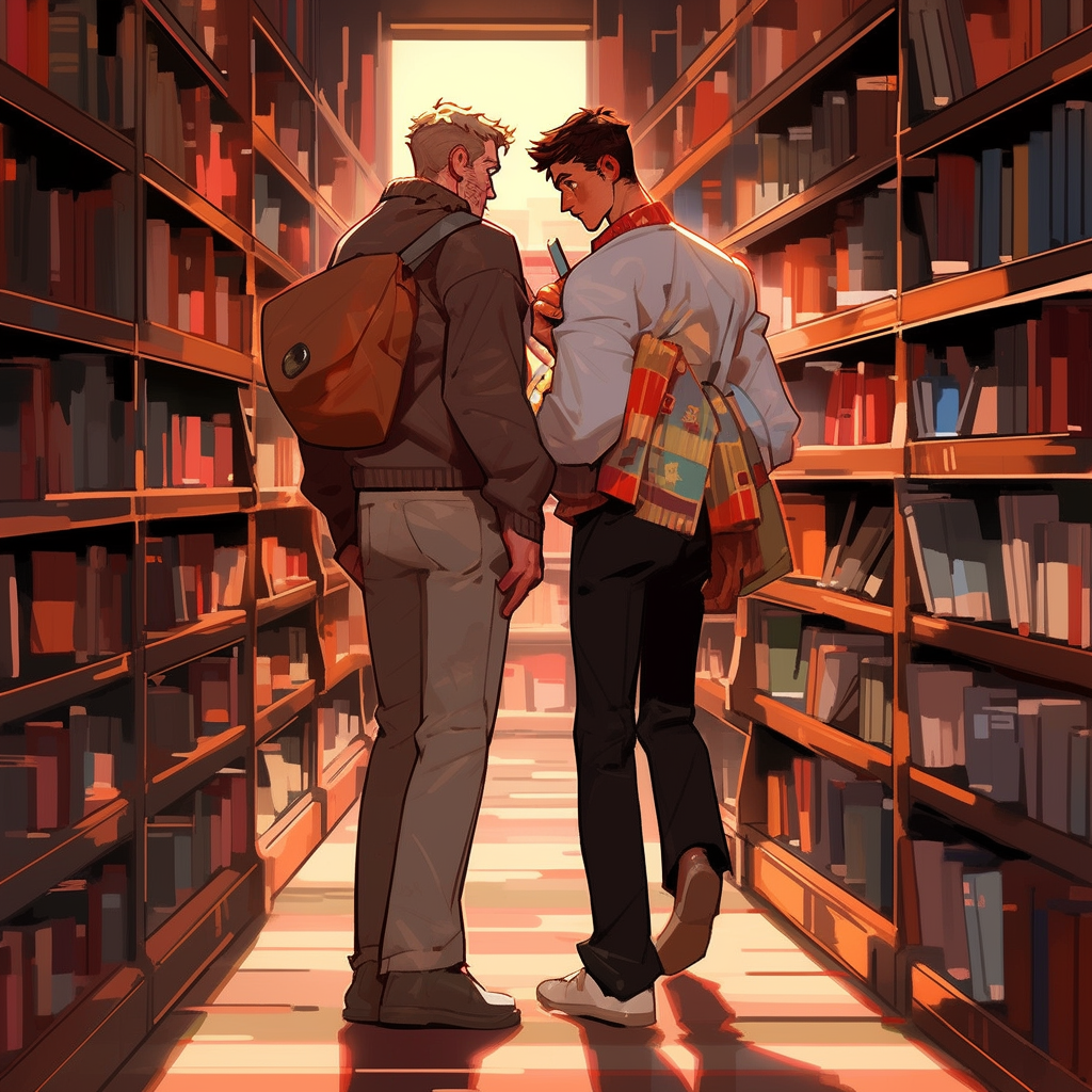 Gay Male College Professor in Library