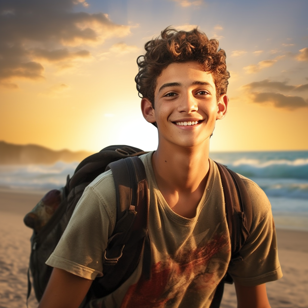 Happy boy on Gaza beach