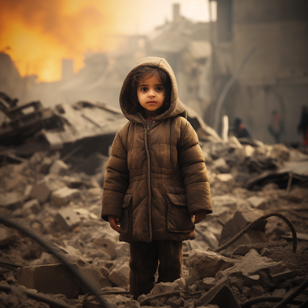 Child amidst Gaza, Israel's destruction  ?