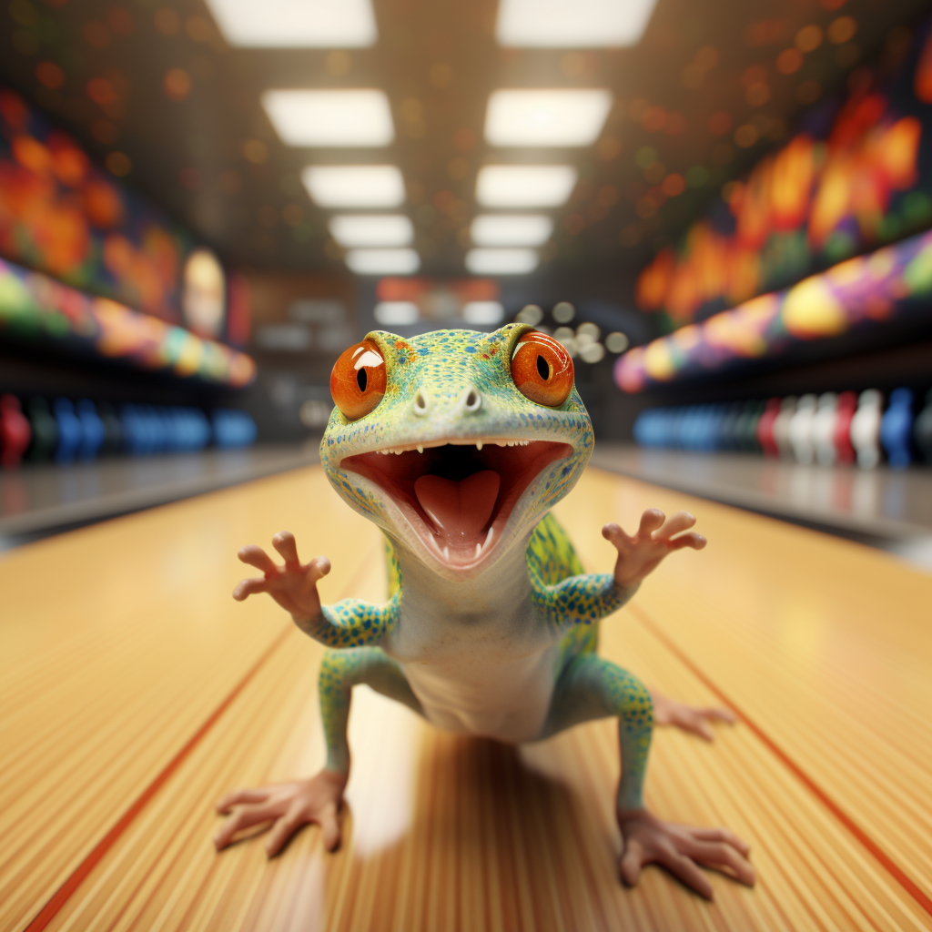 Exciting Gecko Bowling Action