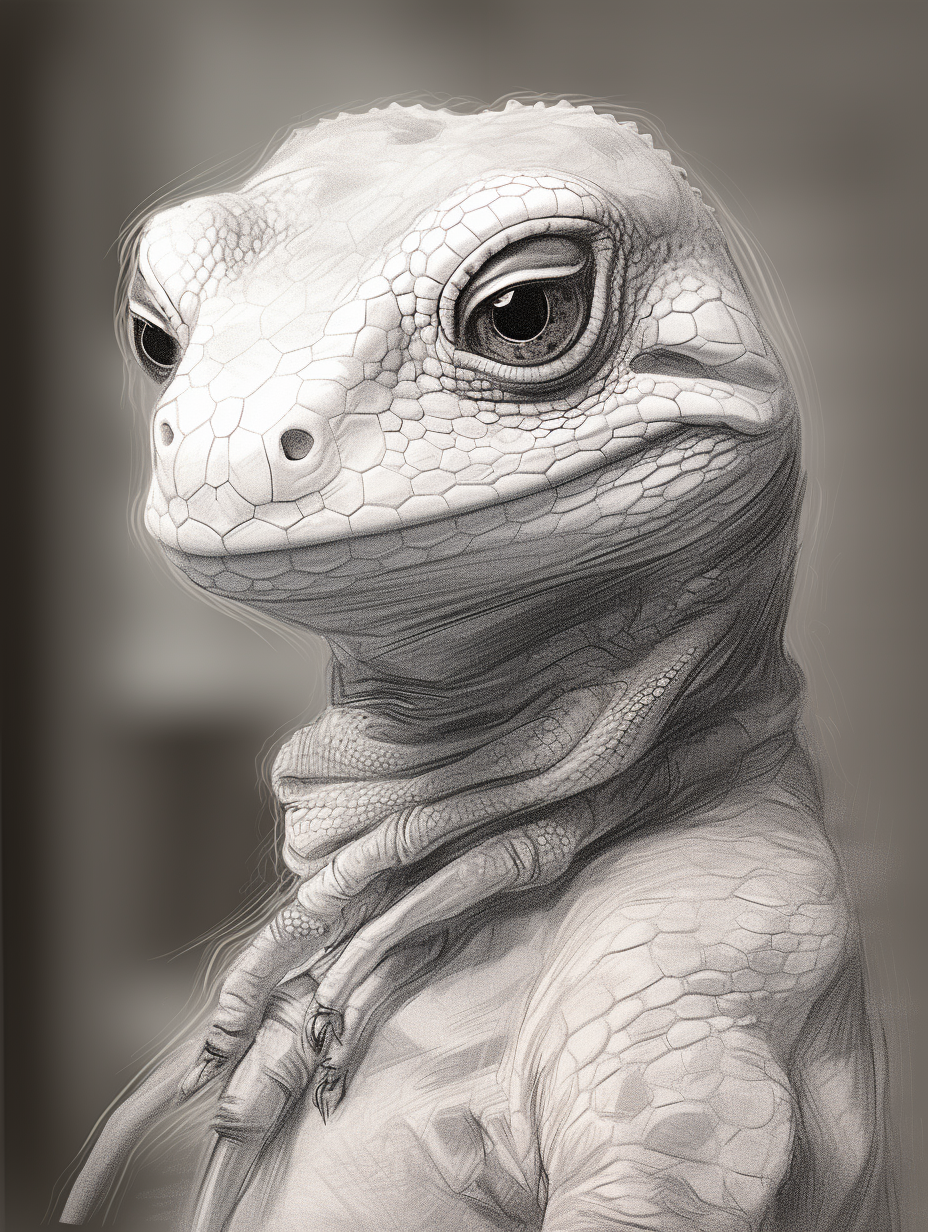 Gecko face sketch on Mona Lisa