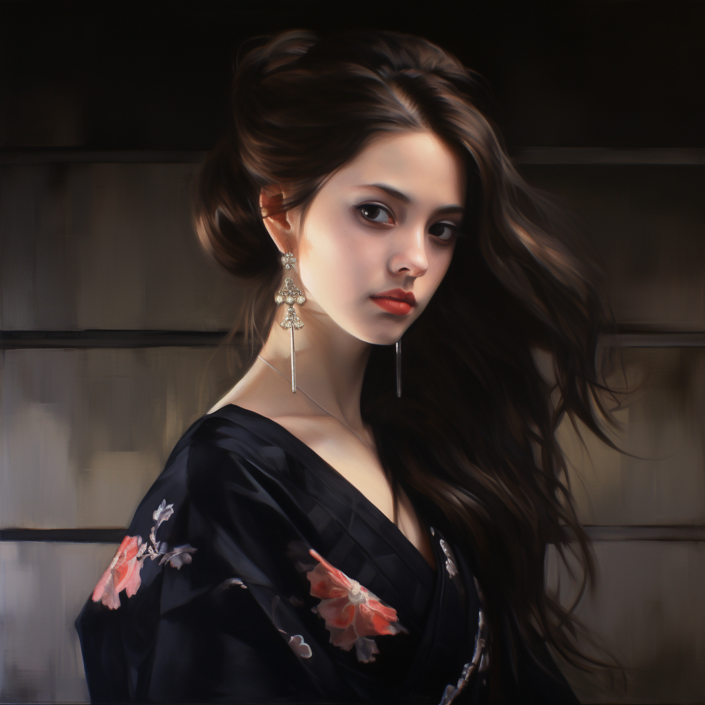 Geisha oil portrait in Da Vinci style