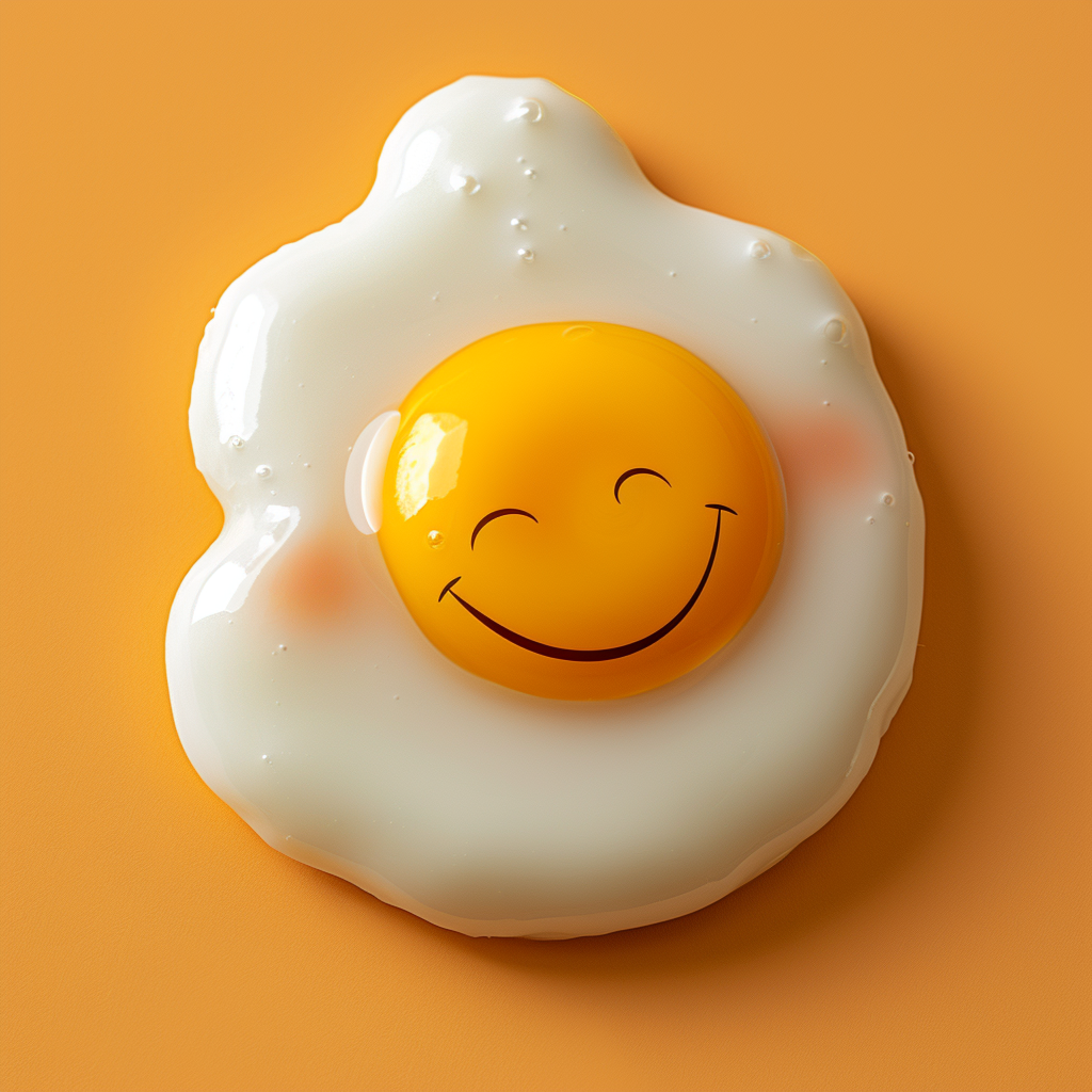 Smiling gel fried egg minimal pastel