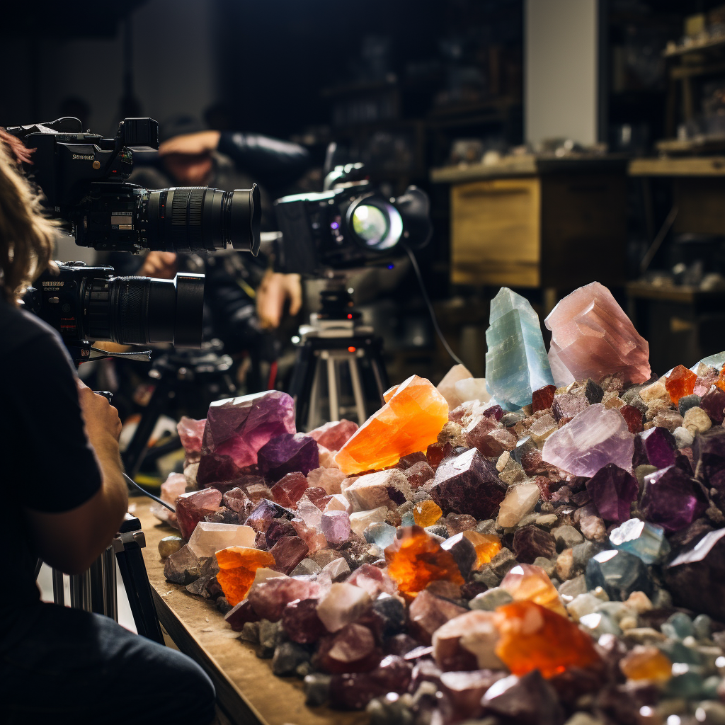 Raw gemstones being mined from rock