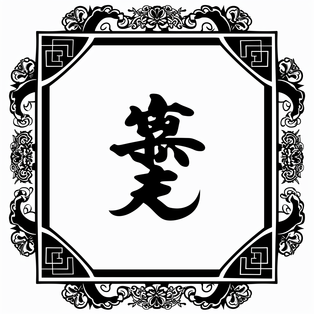 Japanese symbol with black and white color and margin