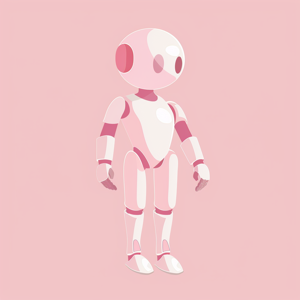 Cute Pink Robot Vector Illustration