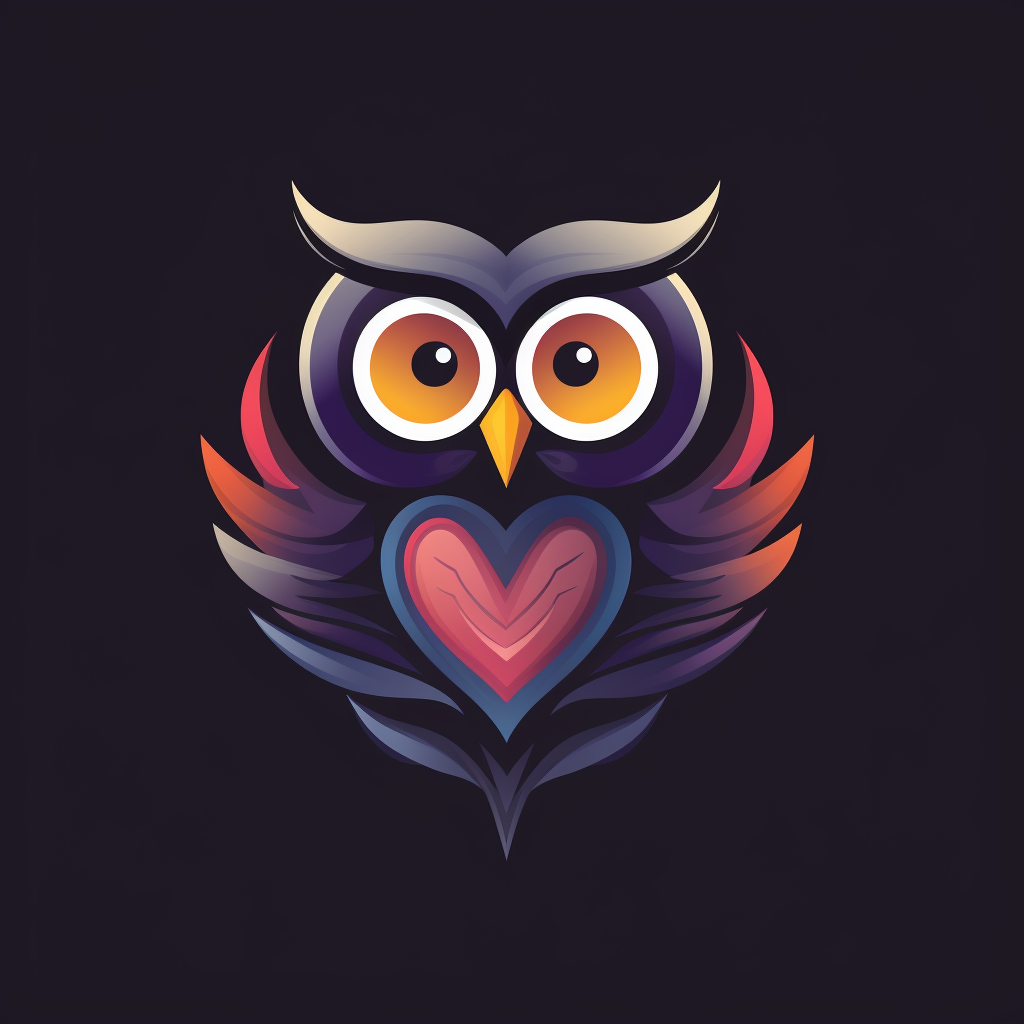 Logo featuring a gentle and wise-looking owl in a heart shape