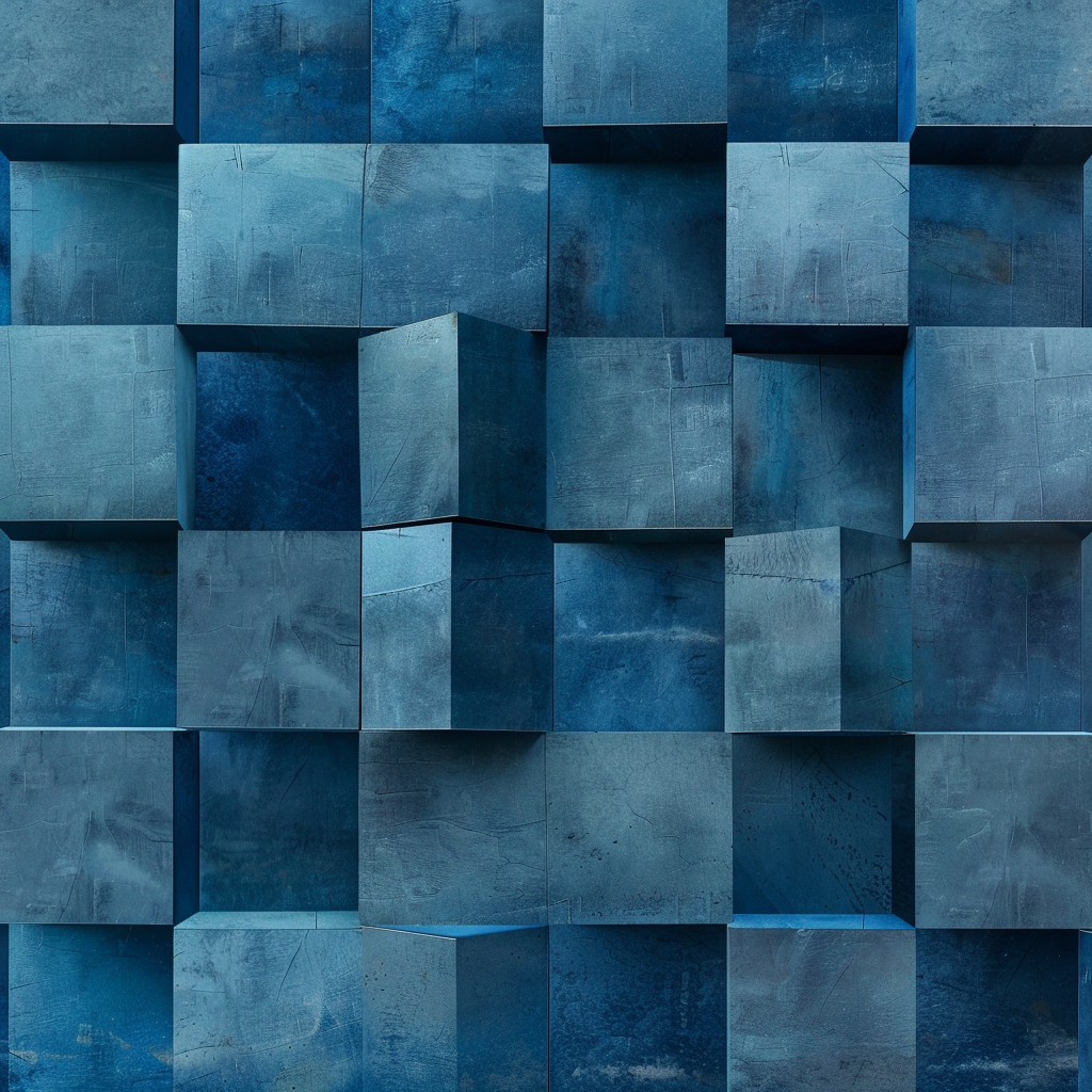 Stacked blue geometric pattern boxes