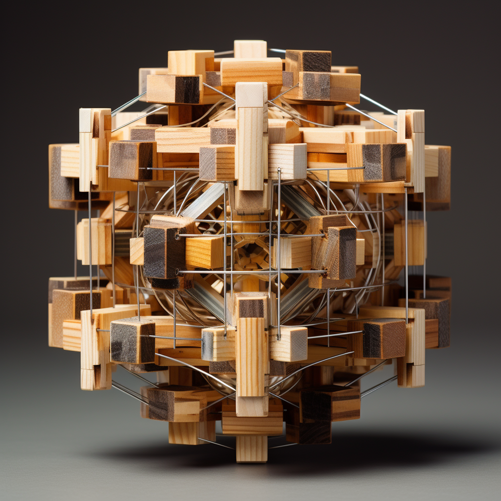 Abstract geometric cube sculpture