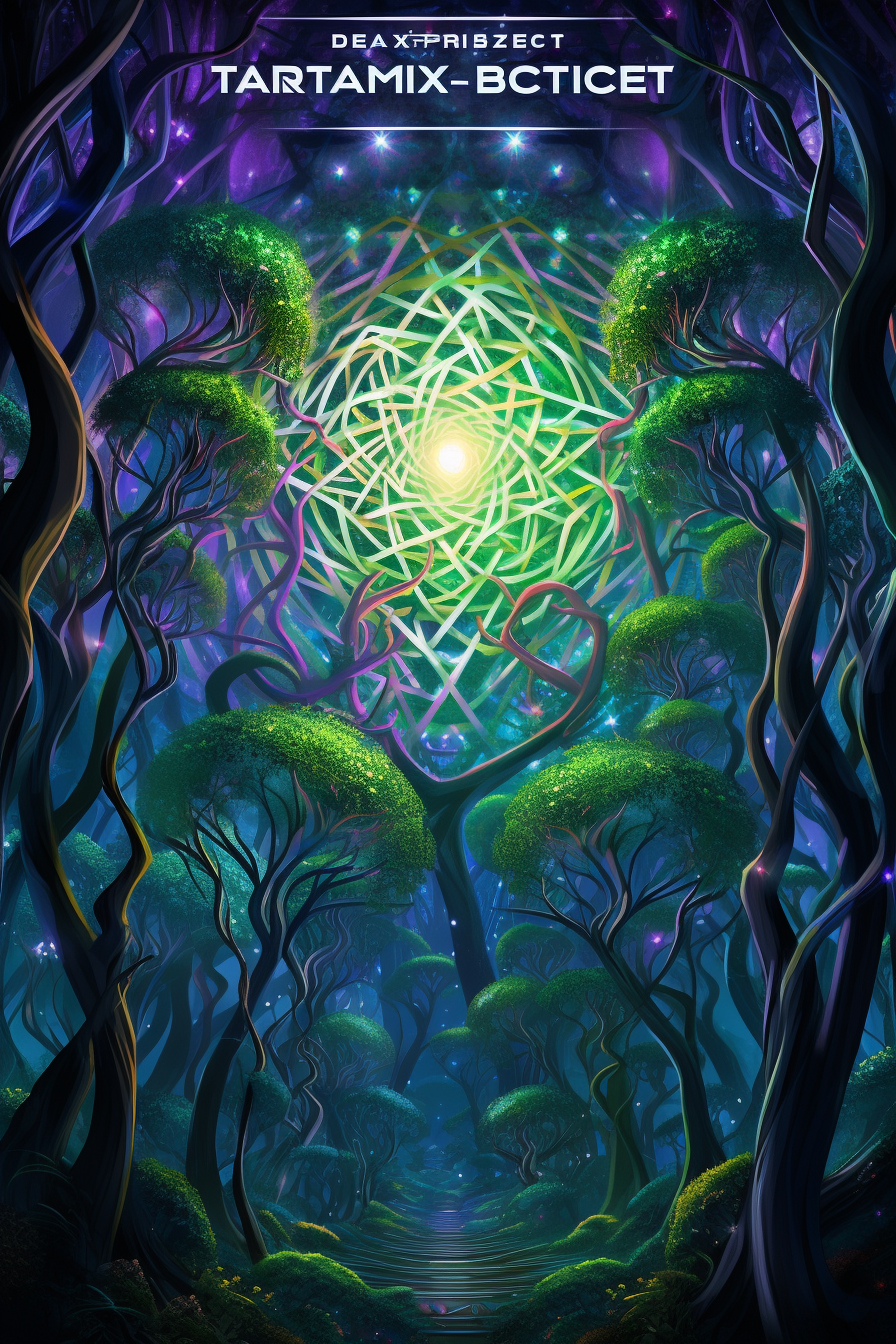 Geometric Dark Psychedelic Forest Artwork