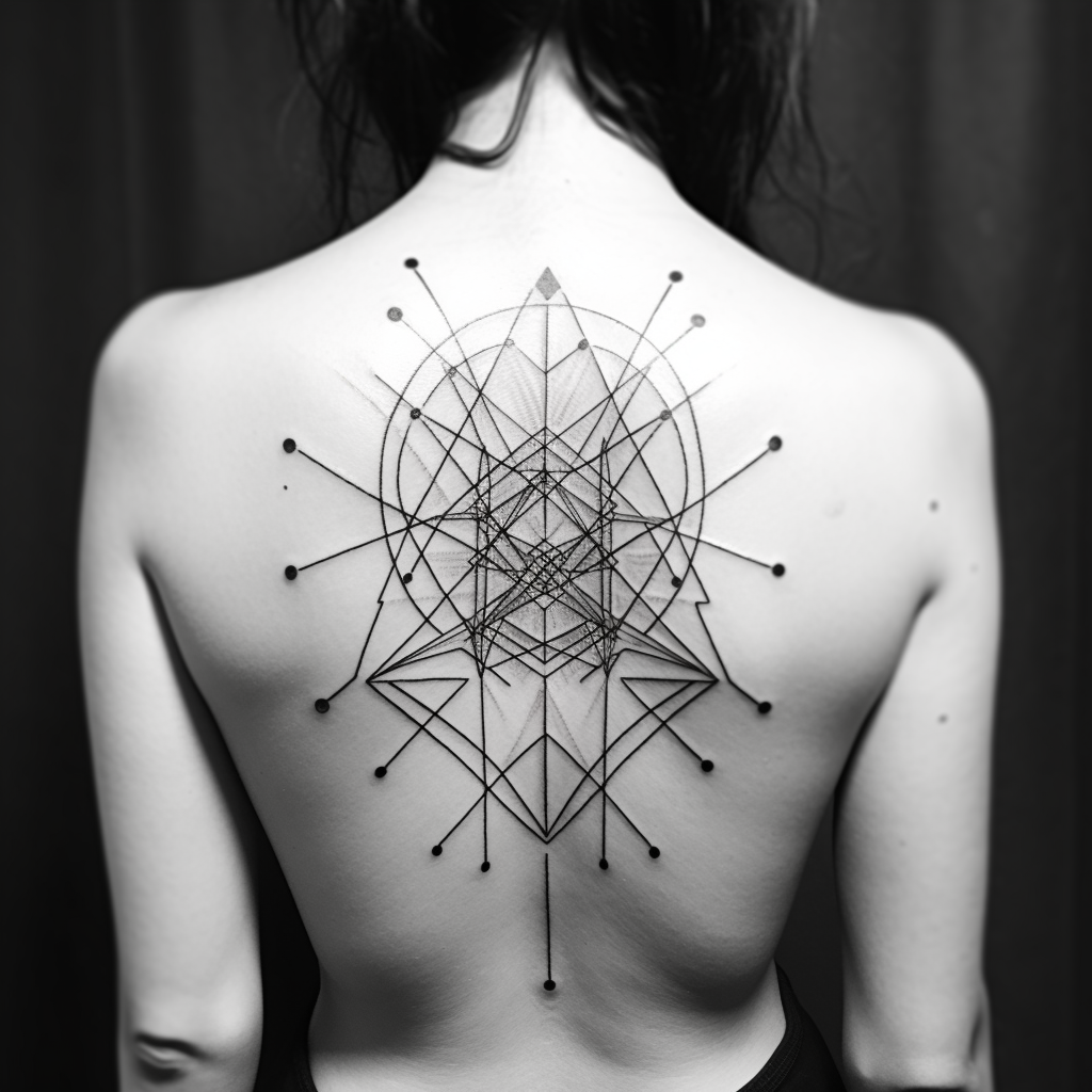 Geometric fine line tattoo design