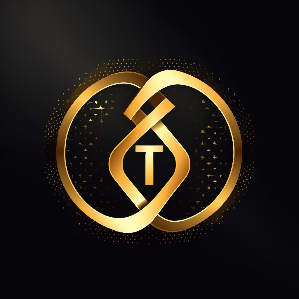 Geometric Futuristic Logo with 'T' and Infinity Symbol