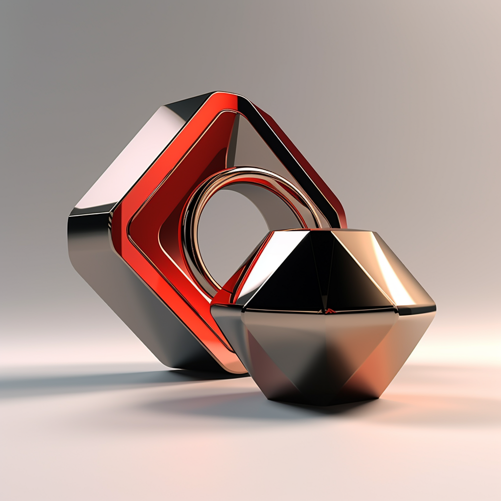 Geometric glossy metal form poster