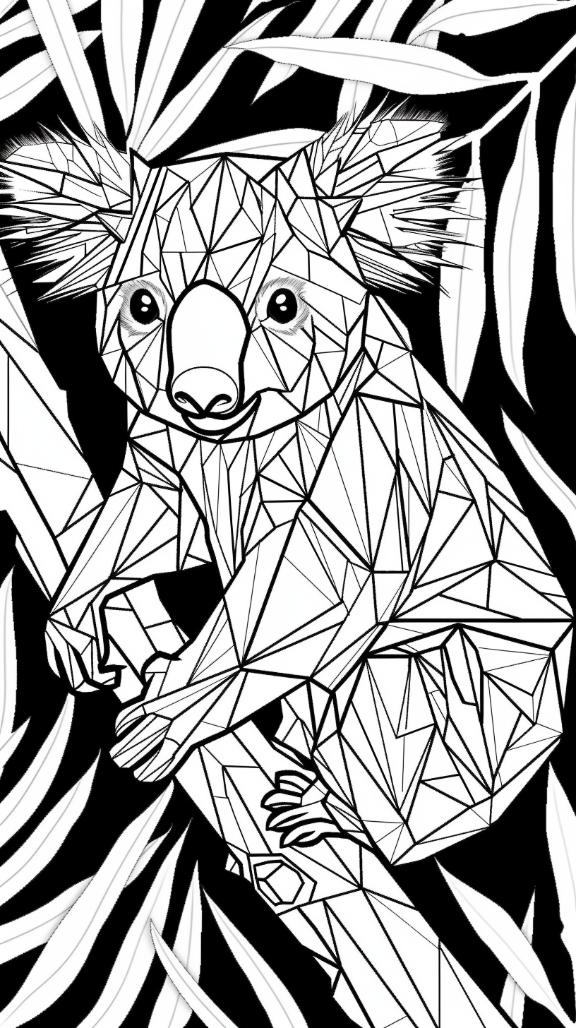 Low Poly Koalas Coloring Page