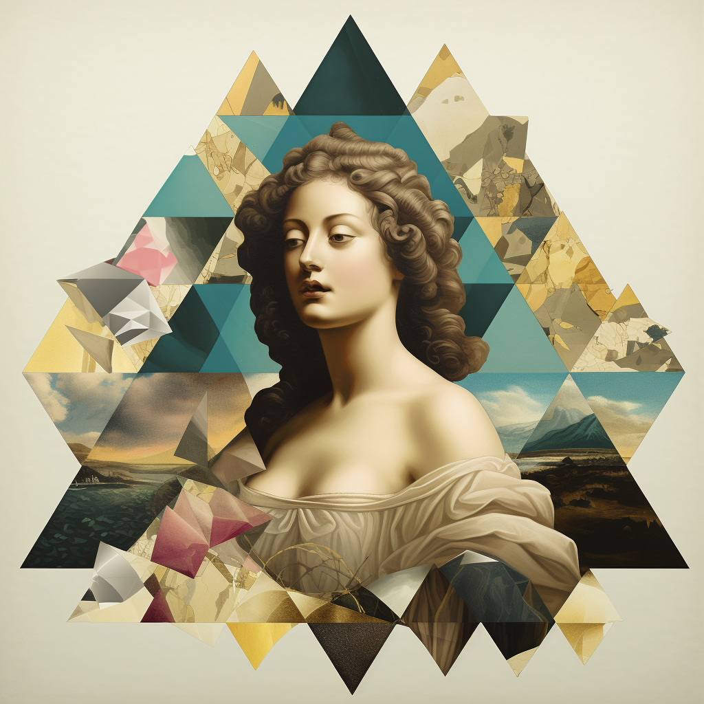 Collage of Geometric Paintings, Inspired by  The Birth of Venus