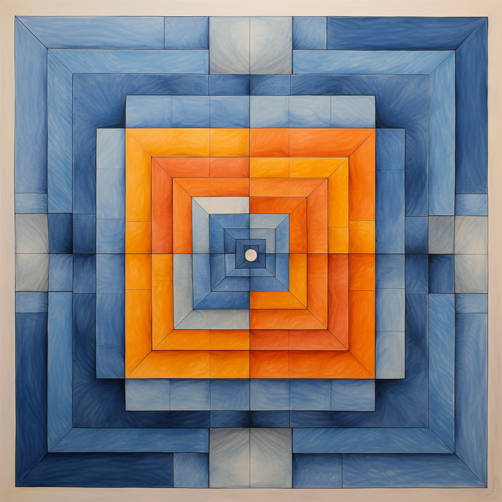 Geometric pattern squares shading blue to orange