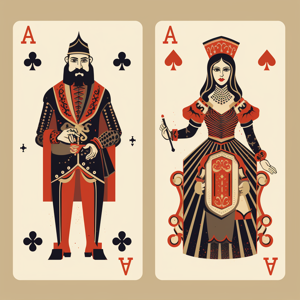 Geometric playing card characters illustration