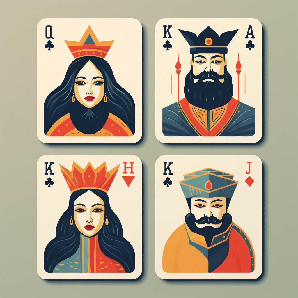 Geometric playing cards characters