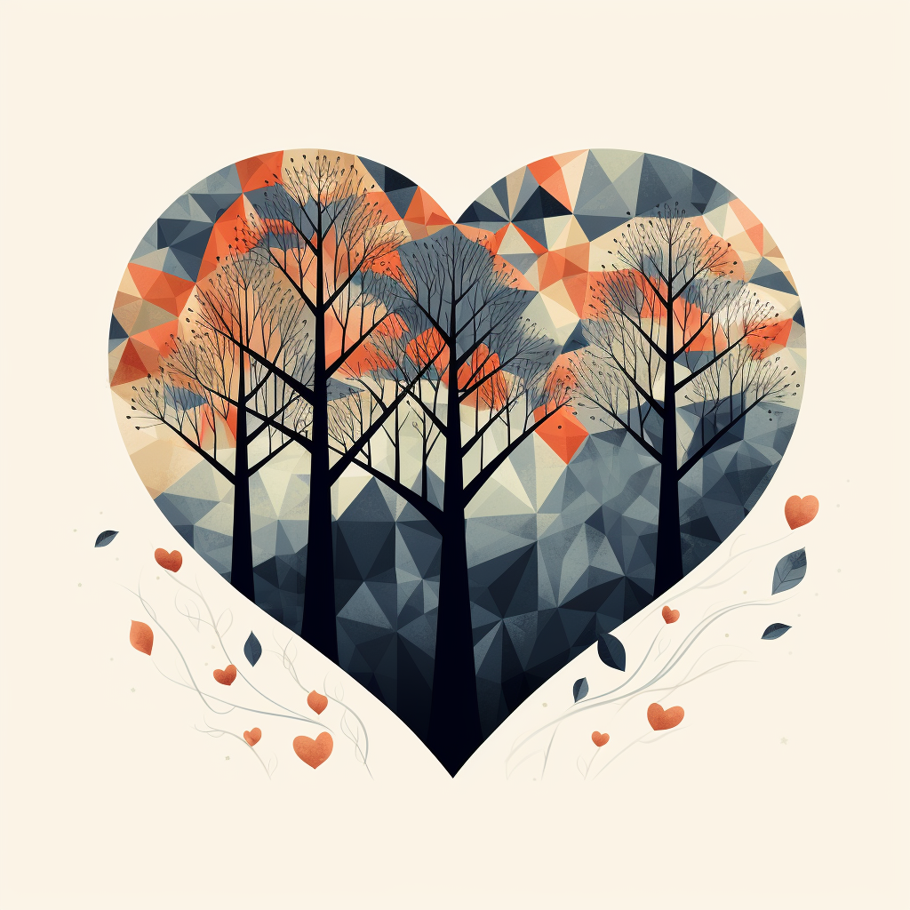 Geometric shaped heart in minimal tree