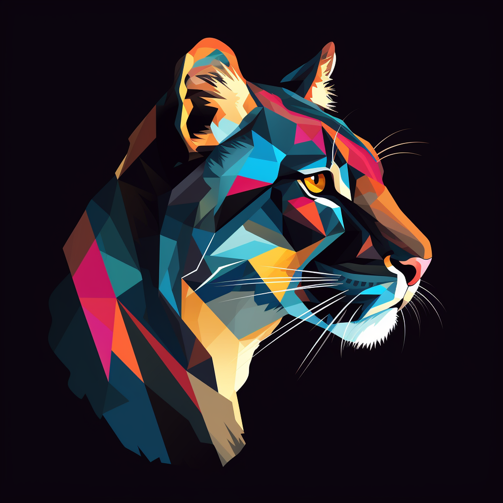 Simple abstract puma profile in geometric shapes