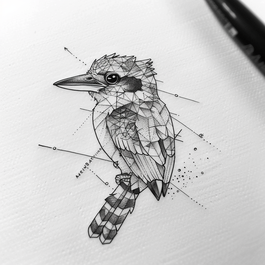 geometric tattoo kookaburra design side