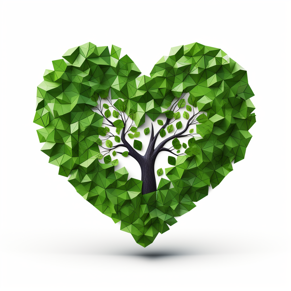 Geometrical Tree Flat Leaf Heart