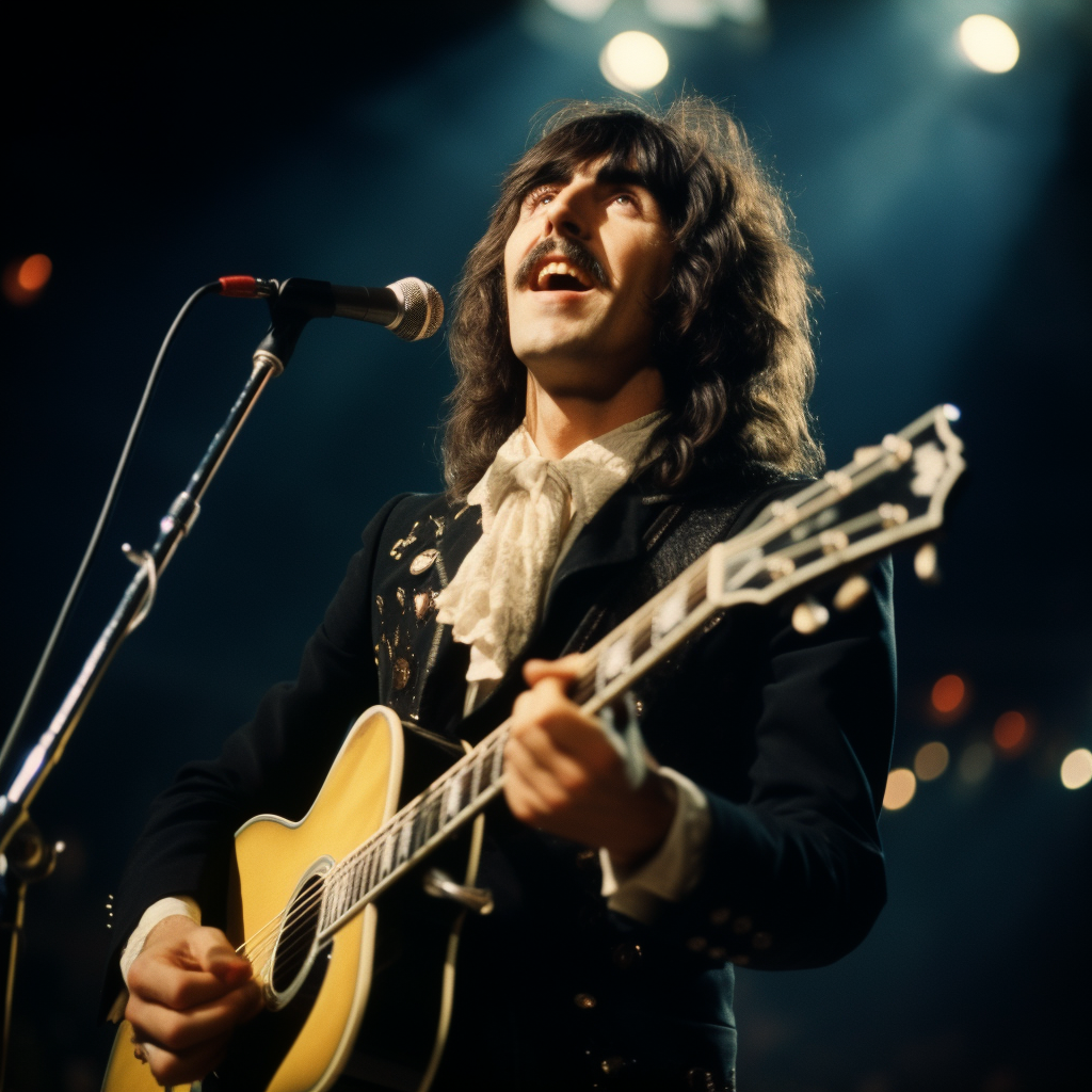 George Harrison singing with euphoria