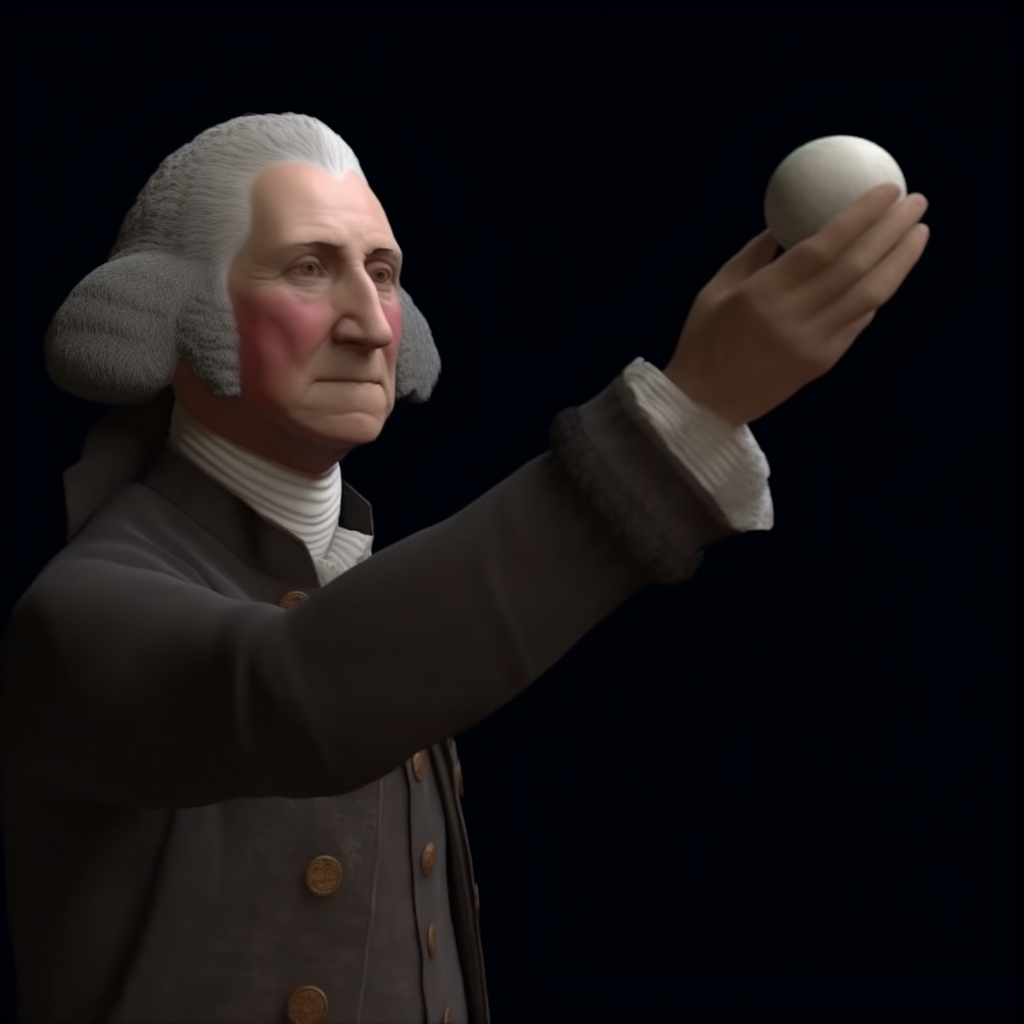 George Washington throwing a nose egg