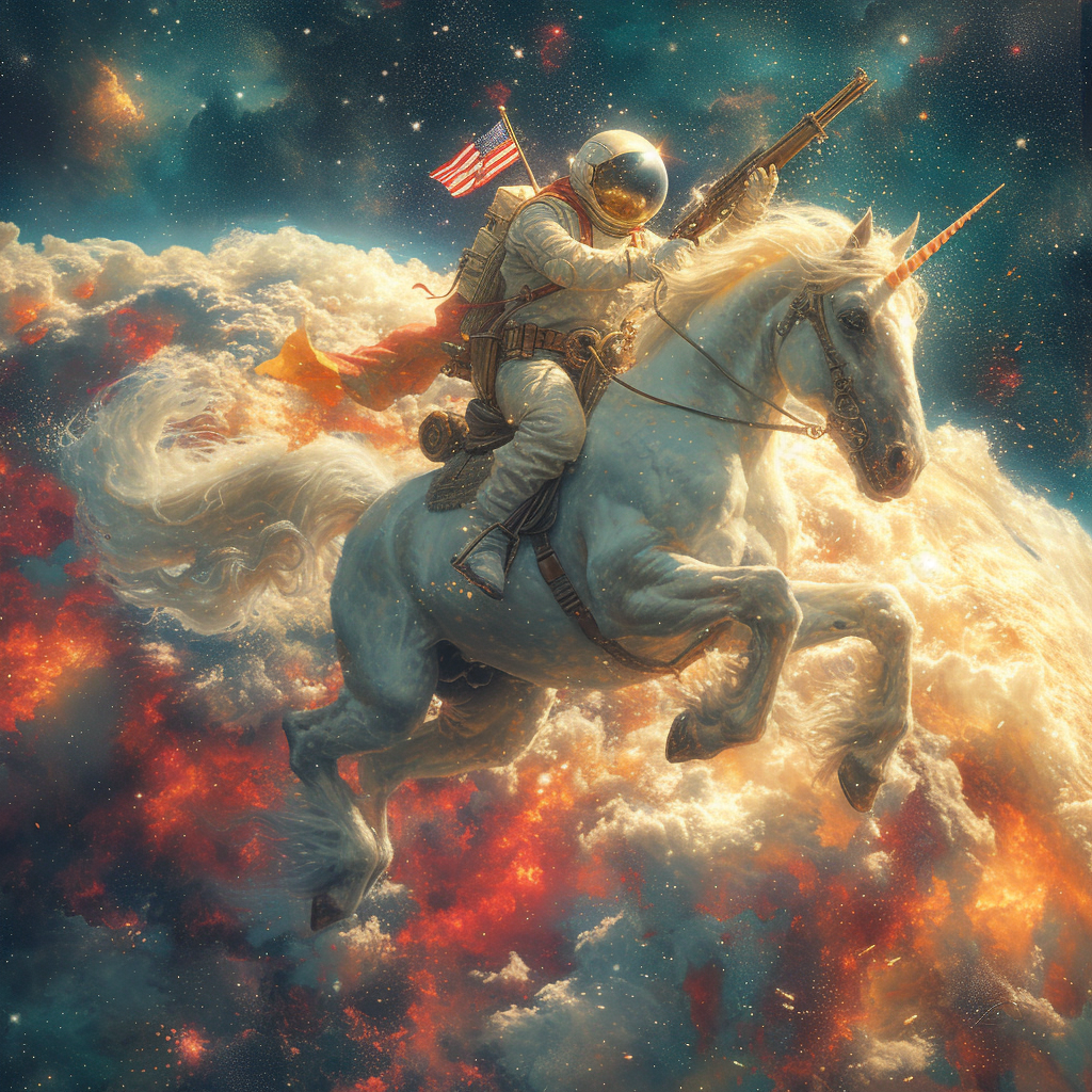 George Washington Riding Pegasus in Space