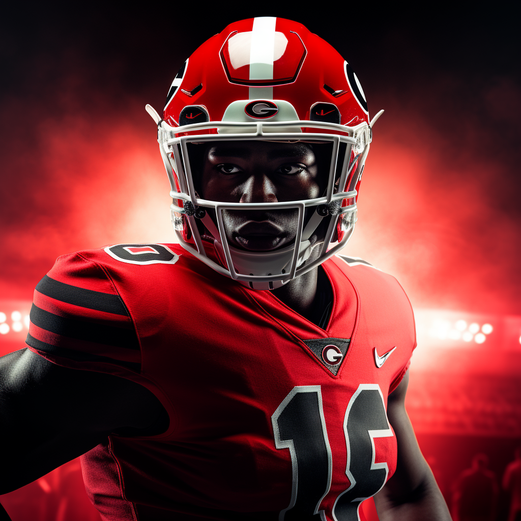 Georgia football player with red background