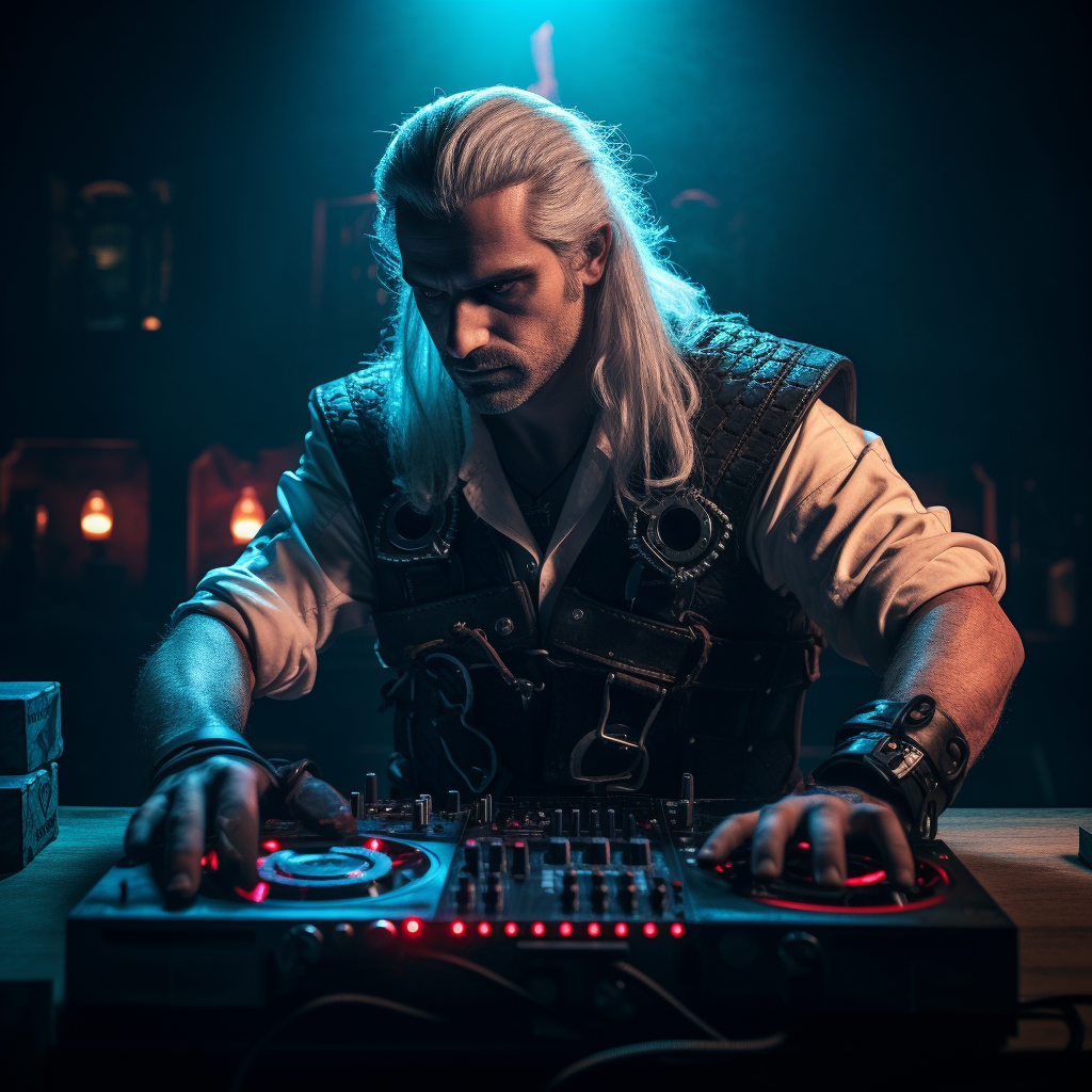 Geralt of Rivia DJ playing music