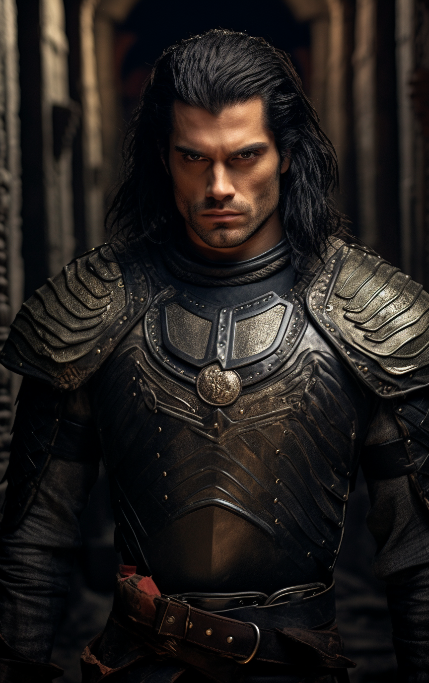 Geralt of Rivia with Black Hair and Cruel Expression