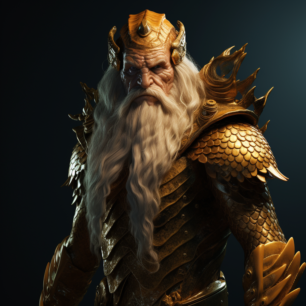 Elderly Aquaman with Aging Scales and Walker