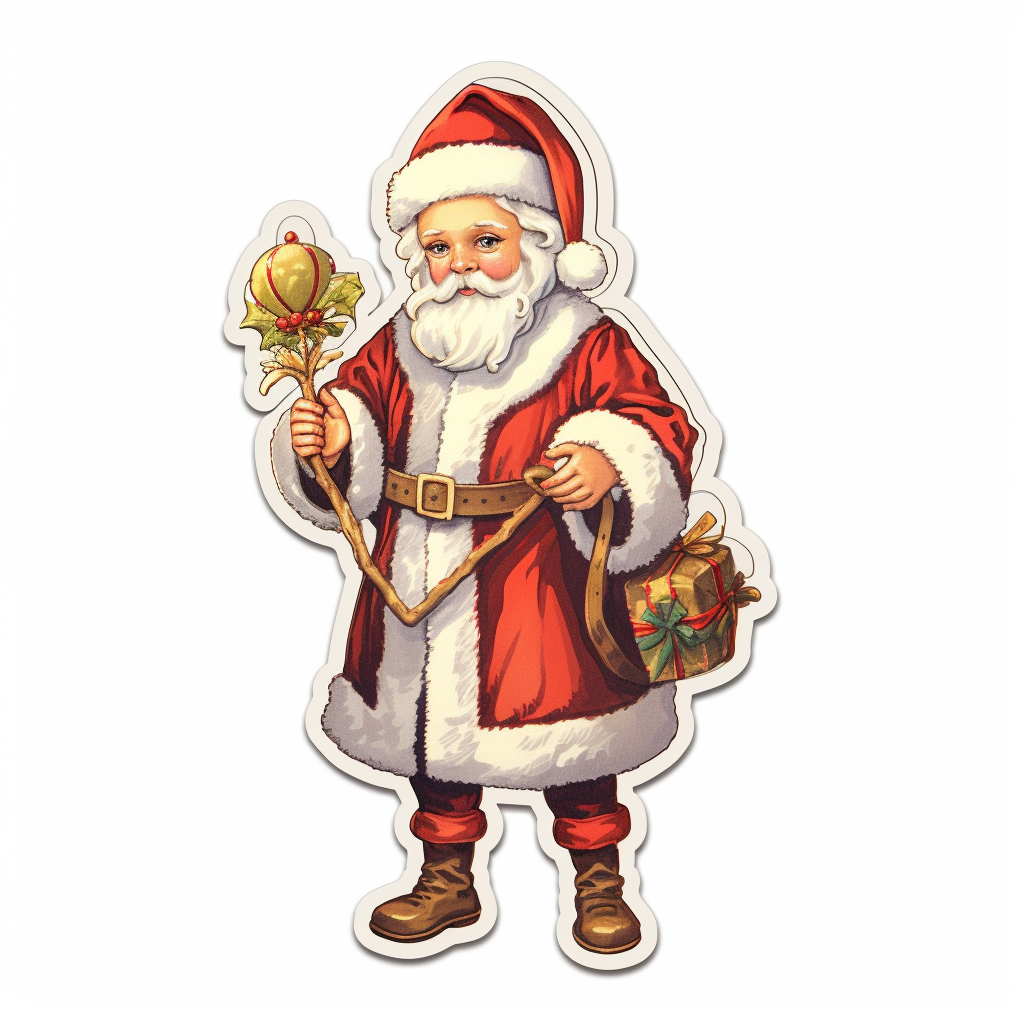 German Christmas Sticker on White Background