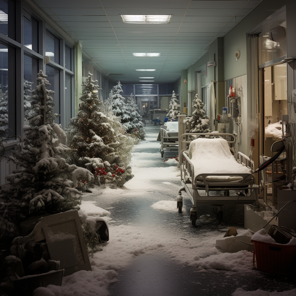 Christmas trees in German hospital