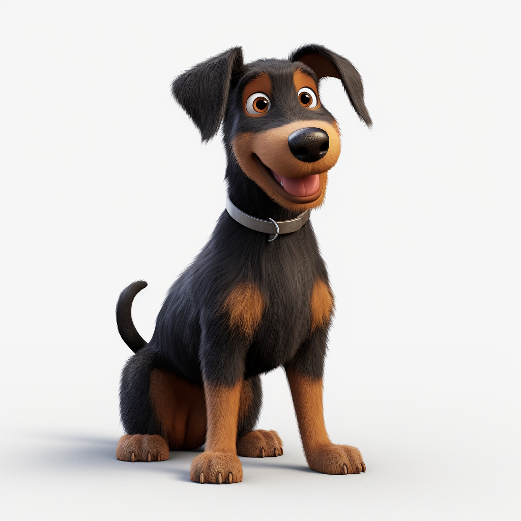 Adorable German Jagdterrier Dog in Pixar Cartoon Style