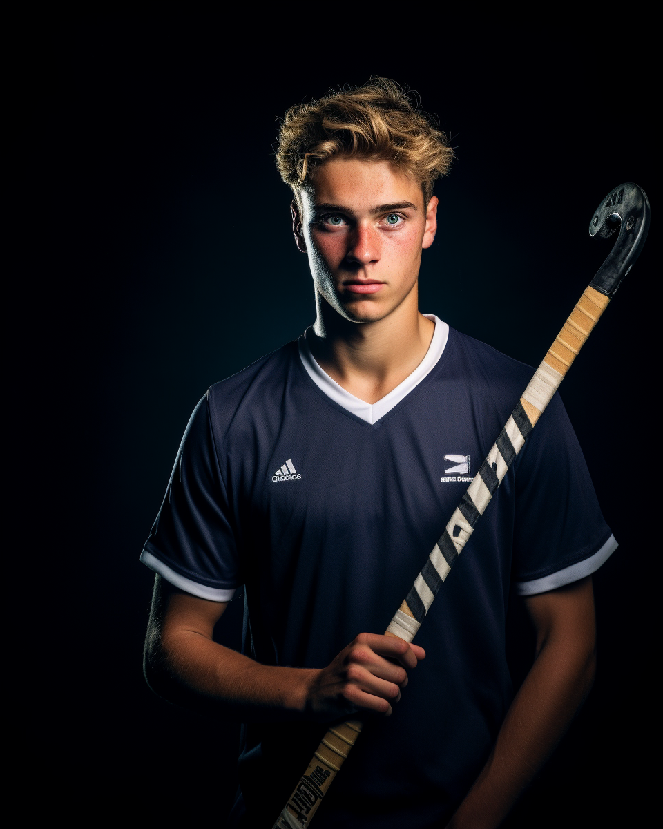 German Male Hockey Player in Field Hockey Game