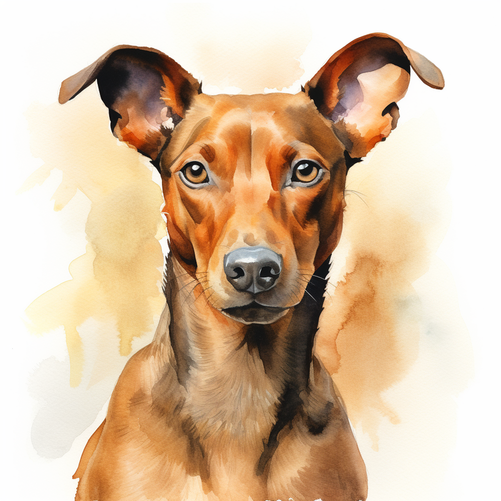 Tan German Pinscher Watercolour Portrait