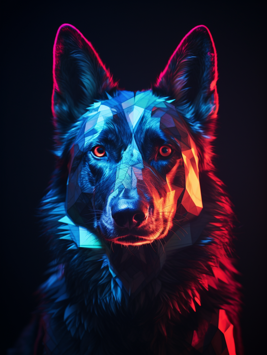 German Shepard Projection Mapping Fauvist Portraiture Photography