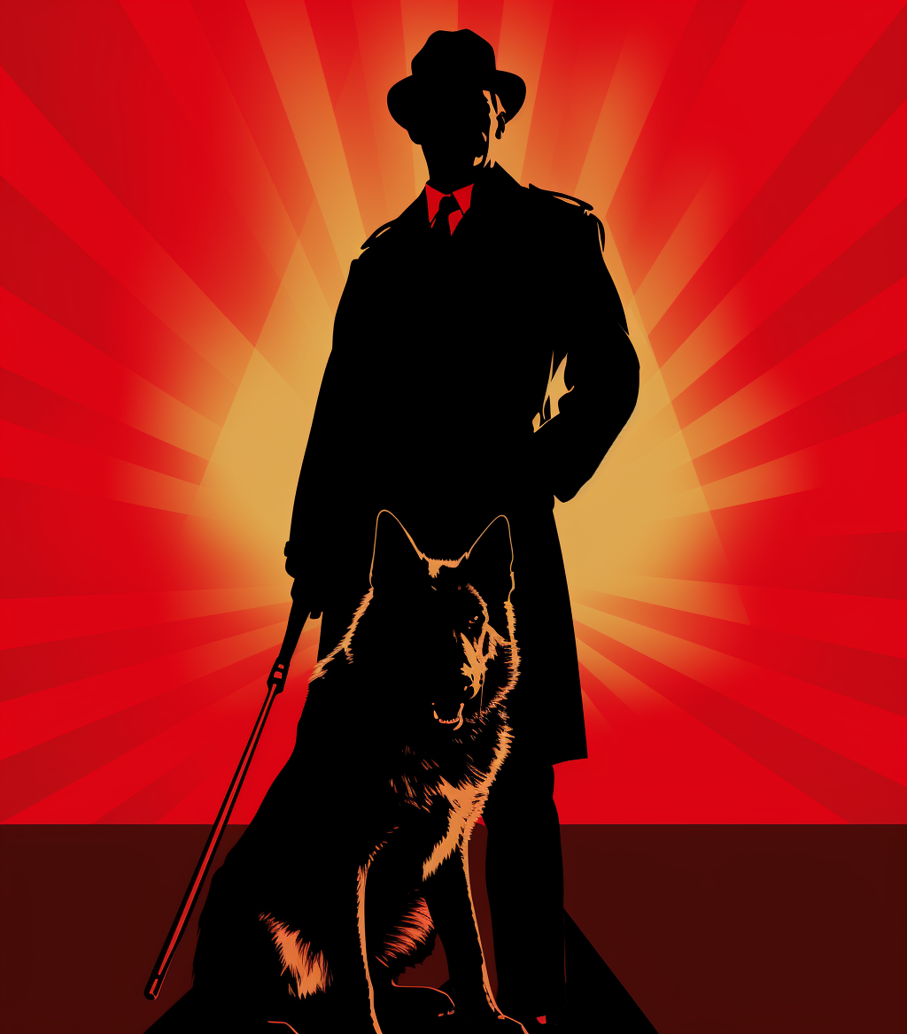 German Shepherd Dog Silhouette with Porkpie Hat