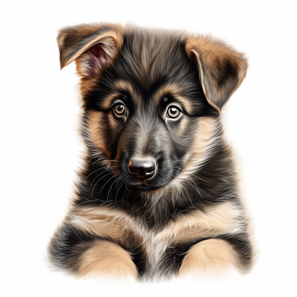 German Shepherd Puppy Pastel Illustration