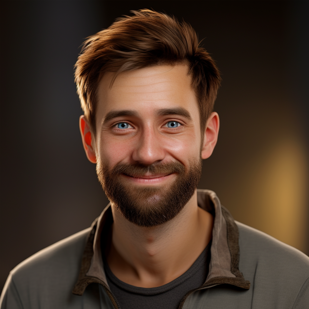 Smiling German Male with Olive Shirt and Beard