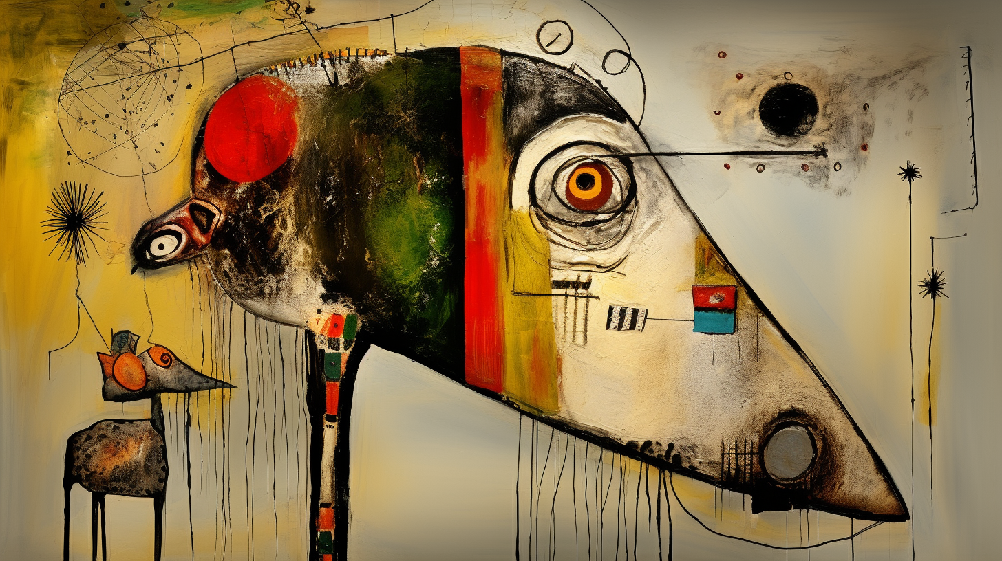 Colorful Basquiat-style image of a German Short-Haired Pointer